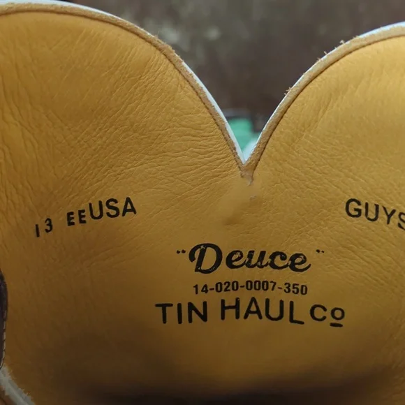 TIN HAUL men's DEUCE money themed square toe leather cowboy boot sz 13EE NWT